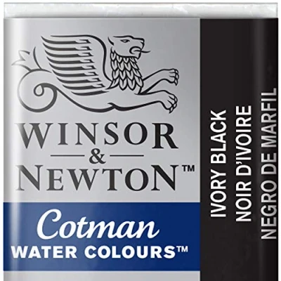 Obrázek Winsor &amp; Newton 0301331 Cotman akvarelová barva s dobrou průhledností, vynikající tónovací silou a dobrými malířskými vlastnostmi, vodní v 1/2 misku slonovinová černá