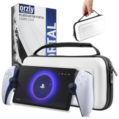 Obrázek Orzly Tragetasche für Playstation Portal Remote Player PS5 Konsole, Reise und Aufbewahrungsschutz Headset Ladegerät mehr Hülle , Weiß/Schwarz Geschenkbox Edition
