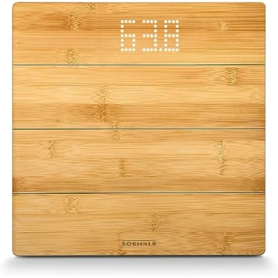 Obrázek Soehnle Style Sense Bamboo Magic, digitální dřevěná váha z pravého bambusu, s neviditelným displejem, top čitelný LED displej, tělesná pro pocit tepla nohou, osobní do 180 kg