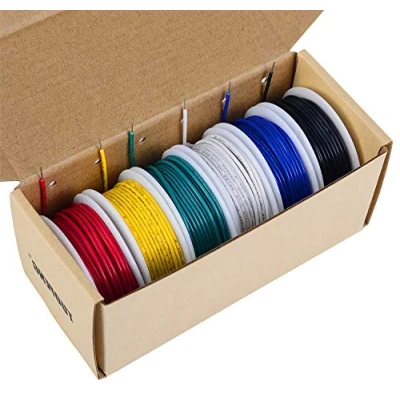 Obrázek TUOFENG sada 18 AWG Solid Wire Kit 6 cívek à metrů v různých barvách 18gauge propojovací drát spojovacích drátů