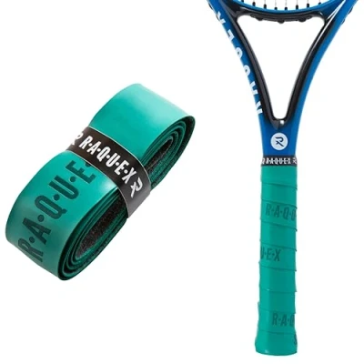 Obrázek Raquex Enhance náhradní páska na rukojeti: Rukojeť vhodná pro tenisové rakety (badmintonové a squashové rakety. 14 barev. Kvalitní, samolepicí (tmavě zelená, 1 rukojeť)