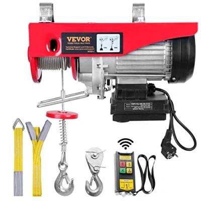 Obrázek VEVOR Elektrický Lanový naviják 125 kg až 250 výška zdvihu 12 m 510 W měděný motor kladkostroj 10 m/min Rychlost zvedací potah s bezdrátovým dálkovým ovládáním zvedák
