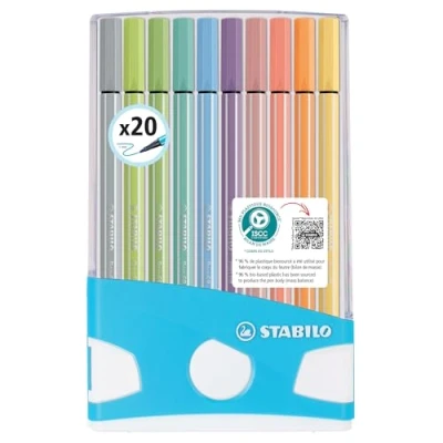 Obrázek Premium Filzstift STABILO Pen 68 ColorParade in blau/gelb mit Hängelasche 20er Pack 20 verschiedenen Farben