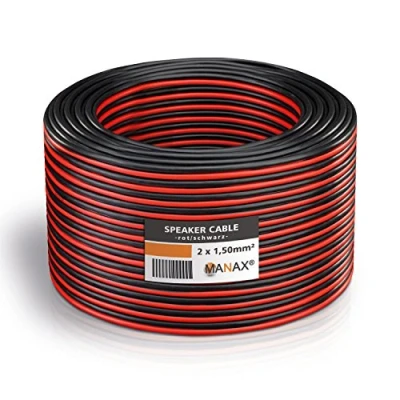Obrázek MANAX® Kabel reproduktoru 2 x 1,5 mm² červený/černý 20 m kroužek