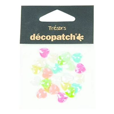 Obrázek Décopatch BJ024O Packung mit 24 Schmuck (Herzform, ideal für Ihre Pappmachés und Bastelprojekte, 10mm, tolle Lichteffekte) Stück pearl pastel, farbig sortiert