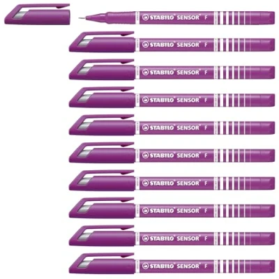 Obrázek Fineliner s odpruženou špičkou STABILO SENSOR F jemný balení 10 ks fialový