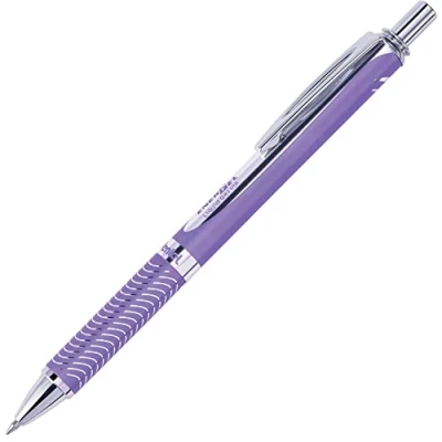 Obrázek Pentel BL407V A EnerGel kuličkové pero z mincovního stříbra s tlakovou mechanikou, průměr kuličky 0,7 mm = 0,35 tloušťka čáry, fialové kovové pouzdro, 1 kus