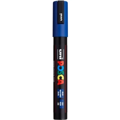 Obrázek uni ball 182551 POSCA Marker PC 5M, se středně jemným kulatým hrotem, tmavě modrá, 1 kus