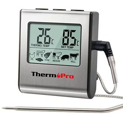 Obrázek ThermoPro TP16 Digitální teploměr na pečení do trouby maso, grilovací teploměr, kuchyňský s časovačem pro BBQ, gril, udírnu