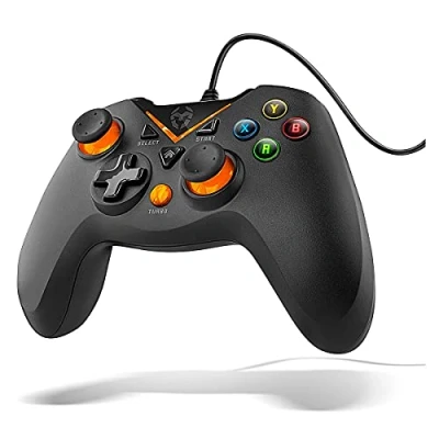Obrázek KROM Gamepad KEY NXKROMKEY kabelový gamepad, X input a Direct vstup, joystick analogové spouštěče, turbo funkce, kompatibilní s PC, Playstation 3 Android 4,2, černý