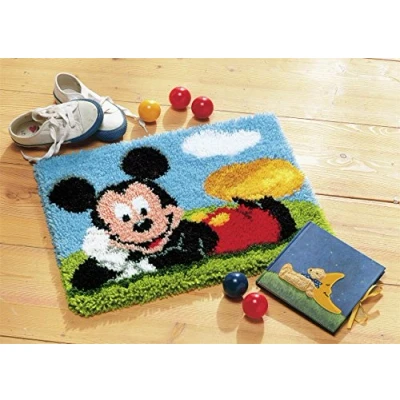 Obrázek Vervaco PN 0148429 pro 0014720 Knuepfte Ppich Mickey Mouse Knuepfpa Ckung Selbstknuepfen na koberce, Stramín, Bílá, 45 x 35 0, 30 cm