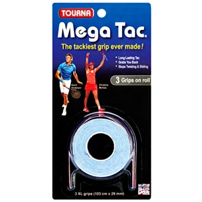 Obrázek Unique Unisex Overgrip Mega Tac pro dospělé, 3 ks, bílá, standardní