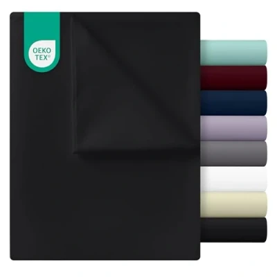 Obrázek Utopia Bedding prostěradlo bez stahovací gumy 270 x 290 cm na postel 180 200 plochý list měkké kartáčované mikrovlákno černé