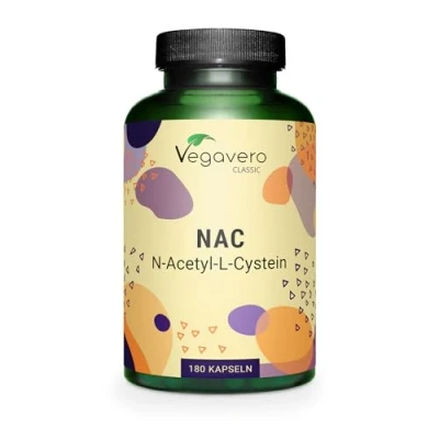 Obrázek NAC z fermentace není syntetický N acetylcystein 600 mg vysoká dávka laboratorně testováno 100% čistá aminokyselina veganský bez přísad německá výroba Vegavero®