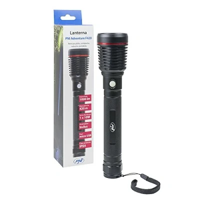 Obrázek PNI Kapesní svítilna Adventure F420 z hliníku se 1000 lumeny, až 420 m LED, s baterií a mikro USB konektorem