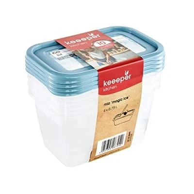 Obrázek keeeper 4dílná sada hlubokých dóz, přepisovatelné víko, 4 x 750 ml, 15,5 10,5 8,5 cm, Mia Magic Ice, Nordic Blue