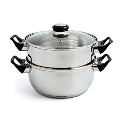 Obrázek Quid Gastro Fresh Set Dampfgarer + Kochtopf, 22 cm, mit Deckel aus Edelstahl, grau, 9.43 cm