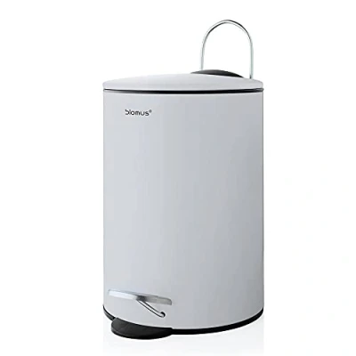 Obrázek blomus Nášlapný kbelík UBO z oceli s práškovým nástřikem, Moon Grey, objem 3 l, systém Smart Close, odnímatelný kbelík, exkluzivní koupelnový doplněk (V / Š H: 24,5 x 17 cm, 68993)