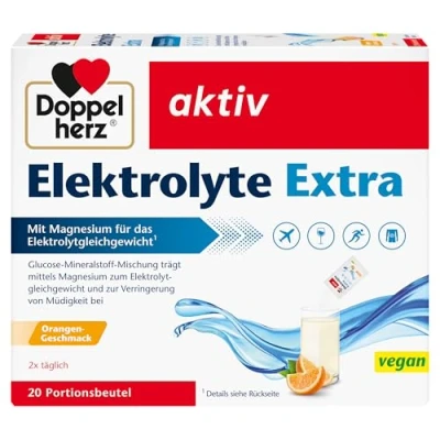 Obrázek Doppelherz Elektrolyty Extra Přispívá hořčíkem k rovnováze elektrolytů a ke snížení únavy VEGAN 20 dávkových sáčků