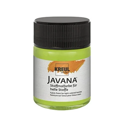 Obrázek KREUL 91913 Javana barva na textil světlé látky, 50 ml sklo v májově zelené, hebká bázi vody s krémovým charakterem, proniká hluboko do vláken, po fixaci je odolná vůči praní