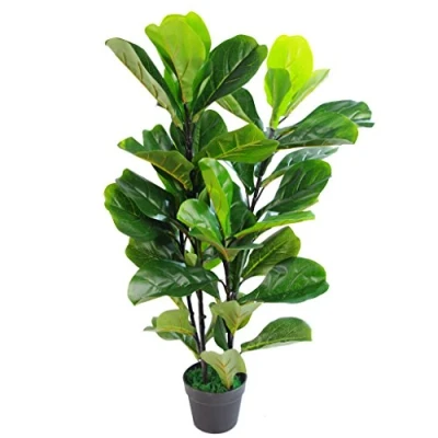 Obrázek Leaf Design UK Künstliche Pflanze Fiddle Fig Baum, schwarzer Kunststofftopf, 90 cm