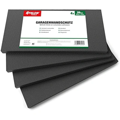 Obrázek ATHLON TOOLS 4X MaxProtect Premium Garážová ochrana stěny samolepicí každá 40 x 20 2,0 cm proti nárazu garáže hran dveří (černé)