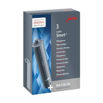 Obrázek JURA originál CLARIS Smart+ filtrační patrona s automatickým rozpoznáním filtru hygiena certifikací TÜV balení 3 ks 24233, šedá