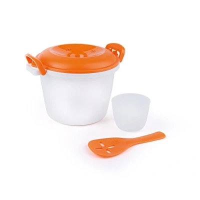 Obrázek Excelsa Quick Cook Reiskocher Mikrowelle, Polypropylen, Weiß mit Details Orange