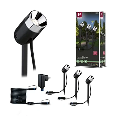 Obrázek Paulmann 94242 Plug &amp; Shine Basisset Spot Pike LED venkovní svítidlo kulaté vč. 3x3,5 Watt stmívatelná antracitová plast 3000 K teplá bílá