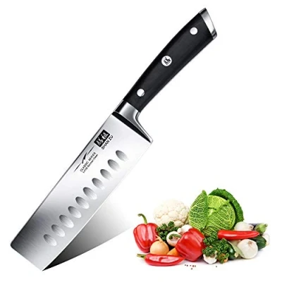 Obrázek SHAN ZU Kuchařský nůž Nakiri Kuchyňský Profi šéfkuchařský 16,5 cm univerzální německá ušlechtilá ocel extra ostrá čepel nože s ergonomickou rukojetí exkluzivní dárkové balení