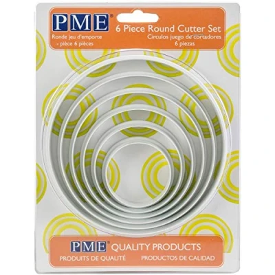 Obrázek PME 6pk ROUND Circle Plastic Cut Out Icing Fondant Cutters Sugarcraft Cake Dec, 12. 6 x 1 cm