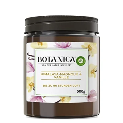 Obrázek Botanica by Air Wick Vonná svíčka vůně: Himálajská magnolie a vanilka trvale vyrobená s přírodními složkami 1 x 500 g ve skle