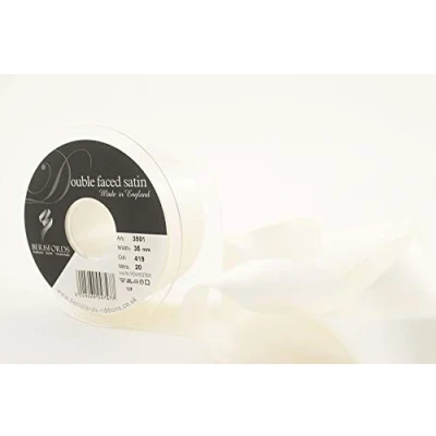 Obrázek Berisfords 3501 oboustranná saténová stuha, polyester, svatební bílá, 35 mm, 20