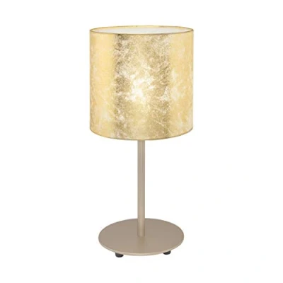 Obrázek EGLO Stolní lampa Viserbella, 1 na stůl vintage, noční stolek z oceli a textilu, do obývacího pokoje v šampaňském, zlatá, s vypínačem, objímka E27