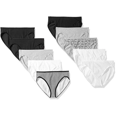 Obrázek Amazon Essentials Damen Slip aus Baumwolle mit hohem Beinschnitt (in Übergröße erhältlich), 10er Pack, Neutral, 42