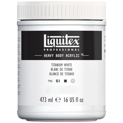 Obrázek Liquitex 4412432 Professional Heavy Body akrylová barva v umělecké kvalitě s vynikající stálostí na světle máslové konzistenci, hrnec 473 ml titanová bílá