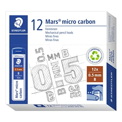 Obrázek STAEDTLER 250 05 B Mars Micro jemné tuhy, průměr tuhy 0,5 mm, B, 12 kusů, grafitově šedá, VE