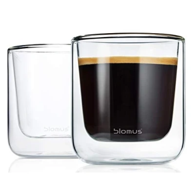 Obrázek blomus NERO 2dílná sada sklenic na kávu ze skla, objem 200 ml, dvoustěnné termosklo, volně levitující / plovoucí efekt, lze mýt v myčce (v š h: 8,5 x 7,5 cm, sklo, 63653)