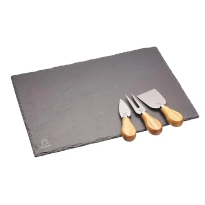 Obrázek Artesa Artesà sada s břidlicovou deskou a nožem na sýr v dárkové krabičce, 4dílná, Slate Grey/Brown/Silver