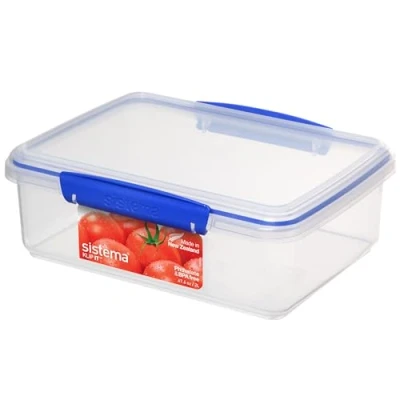 Obrázek Sistema KLIP IT Frischhaltedose 2 l /stapelbare und luftdichte Vorratsdose mit Deckel / geeignet für Kühl /Gefrierschrank BPA freier Kunststoff blaue Clips 1 Stück
