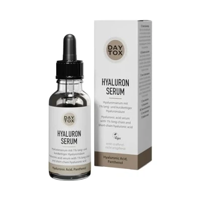 Obrázek sérum s kyselinou hyaluronovou vysokým dávkováním proti stárnutí pro zvýšení vlhkosti veganské, bez silikonů, vyrobeno v Německu, DAYTOX hyaluronové 1 x 30 ml