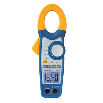 Obrázek PeakTech True RMS proudové kleště 1000A AC DC a digitální multimetr 4000 Counts s zkoušečkou průtoku CAT III 600 V, 1 kus, P 1640, modrá, žlutá, bílá