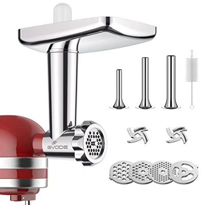 Obrázek Edelstahl Fleischwolf Aufsatz für Kitchenaid Zubehör, Hohe Qualität Kitchen aid zubehör set mit 3 Wurstfüllhörner 2 Schleifklingen 5 Mahlscheibe