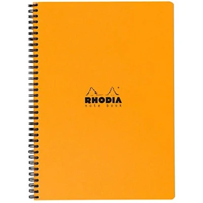 Obrázek Rhodia 193008C zápisník (s dvojitou spirálou, mikroperforovaný, DIN A4, čtverečkovaný, 80 g, 22,5 x 29,7 cm, listů) 1 kus oranžový