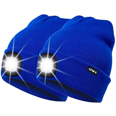 Obrázek ATNKE 2 ks nová teplá LED osvětlená čepice, unisex USB dobíjecí běžecká čepice Ultra Bright 4 vodotěsná světelná lampa vícebarevná