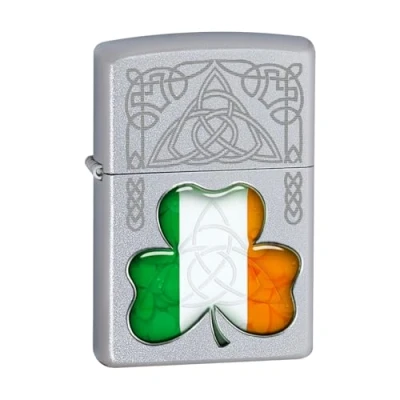 Obrázek Zippo Windproof Irish Flag Shamrock Lighter Silver