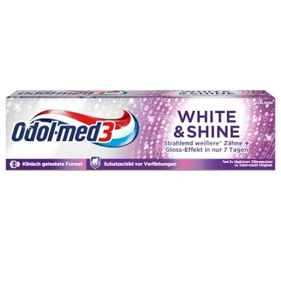 Obrázek Odol med 3 zubní pasta bílá &amp; Shine, Whitening/zuby, 75 ml, osvědčená ochrana v 1.