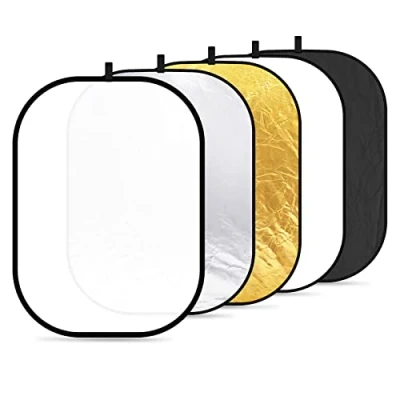 Obrázek NEEWER 5 v 1 reflektor 59&quot;x79&quot;/150 x 200 cm světelný pro fotografii, přenosný skládací multifunkční disk s kapsou průsvitný, stříbrný, zlatý, černý, bílý difuzér studio a venkovní