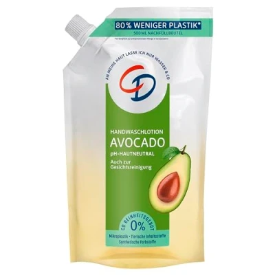 Obrázek CD Avokádové mycí mléko v sáčku s náplní 500 ml pečující pro hydratační čištění veganské a bez mýdla,