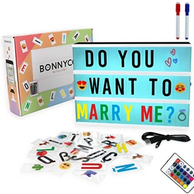 Obrázek Light Box mit Farbwechsel, 400 Buchstaben und Emojis, Fernbedienung, 2 Stifte BONNYCO Ä Ö Ü ß Led Lichtkasten 16 Farben Programme Lichtbox Deko &amp; Geschenk